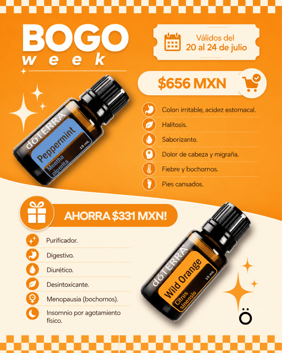 Bundle 2X1 BOGO 3: Menta 15ml + Naranja 15ml 2X1 BOGO 3: Menta 15ml + Naranja 15ml